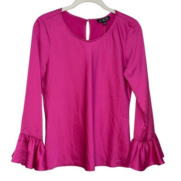 J. Crew Satin Top Size XS Pink Winter Garden NEW $89 - Picture 1 of 6